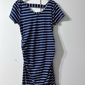Full Moon Maternity Navy Striped Dress